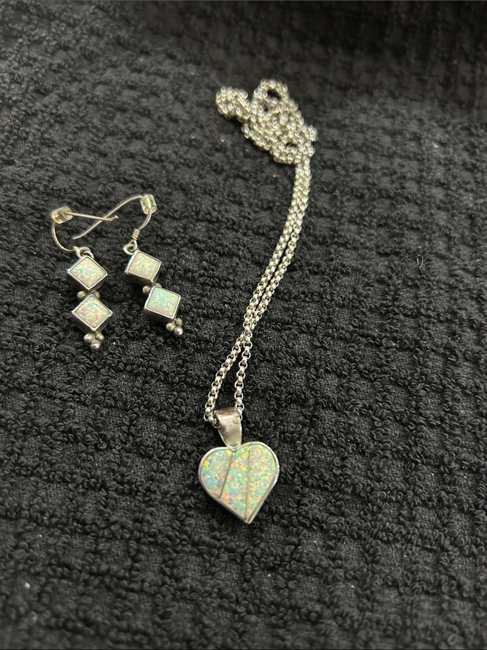 Jimmy Secatero Silver Heart Pendant Necklace with Opal Inlay - White